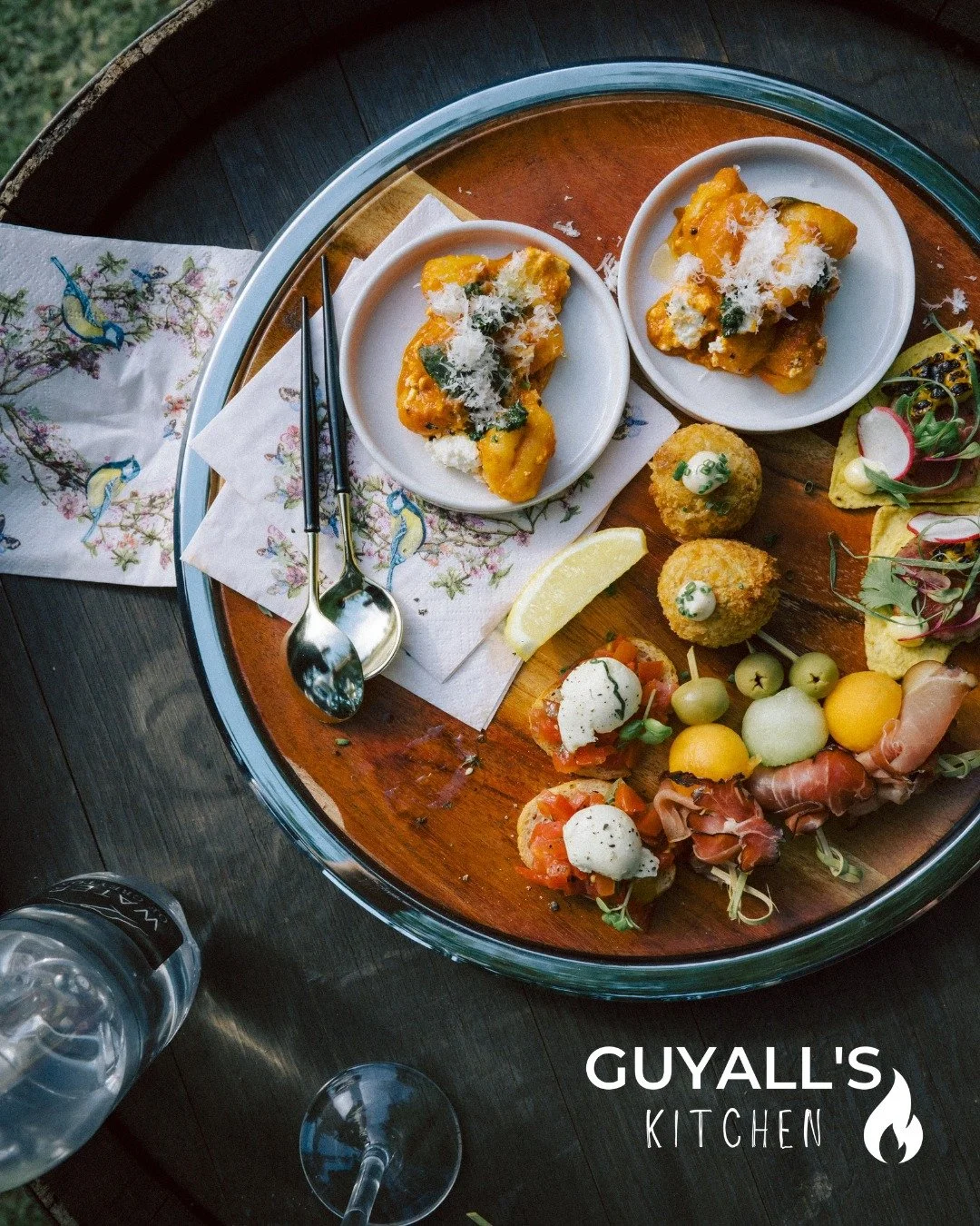 And then&hellip; we send a platter just for them. Because between hugs, photos, and champagne - the couple deserves to actually taste their own menu. A full selection of the canap&eacute; spread.  Foodie bride &amp; groom approved.
.
.
#GuyallsKitche