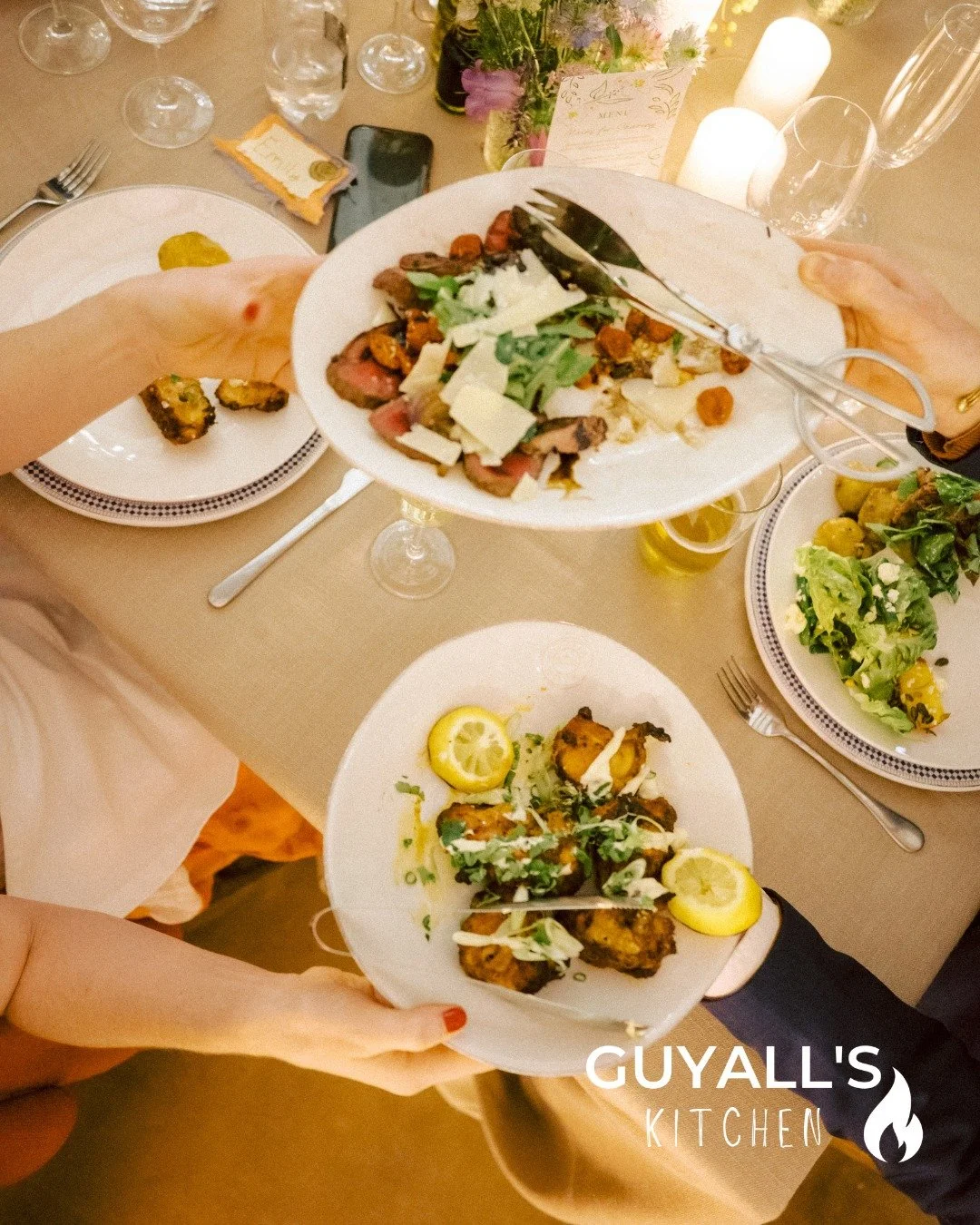 The best part of a wedding? The moments everyone shares together 👐🍽 Beautiful food, even more beautiful memories. 
.
.
#WeddingMoments #SharingTheLove #LuxuryWeddingFood #GuyAllsKitchen #WeddingVibes