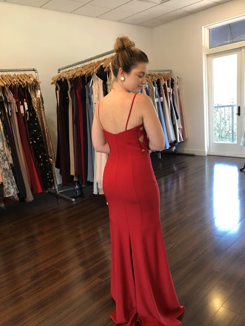 bella bridesmaid dress Ladivine CD393 Elegantly Fitted Jersey Satin Formal Gown Side Overskirt Greenery / 22 main image 0