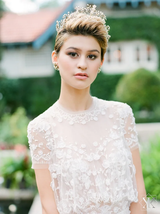ines di santo gown beaded wedding gown blush gown outside wedding