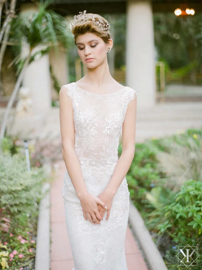 ines di santo gown alonda gown high neckline wedding gown