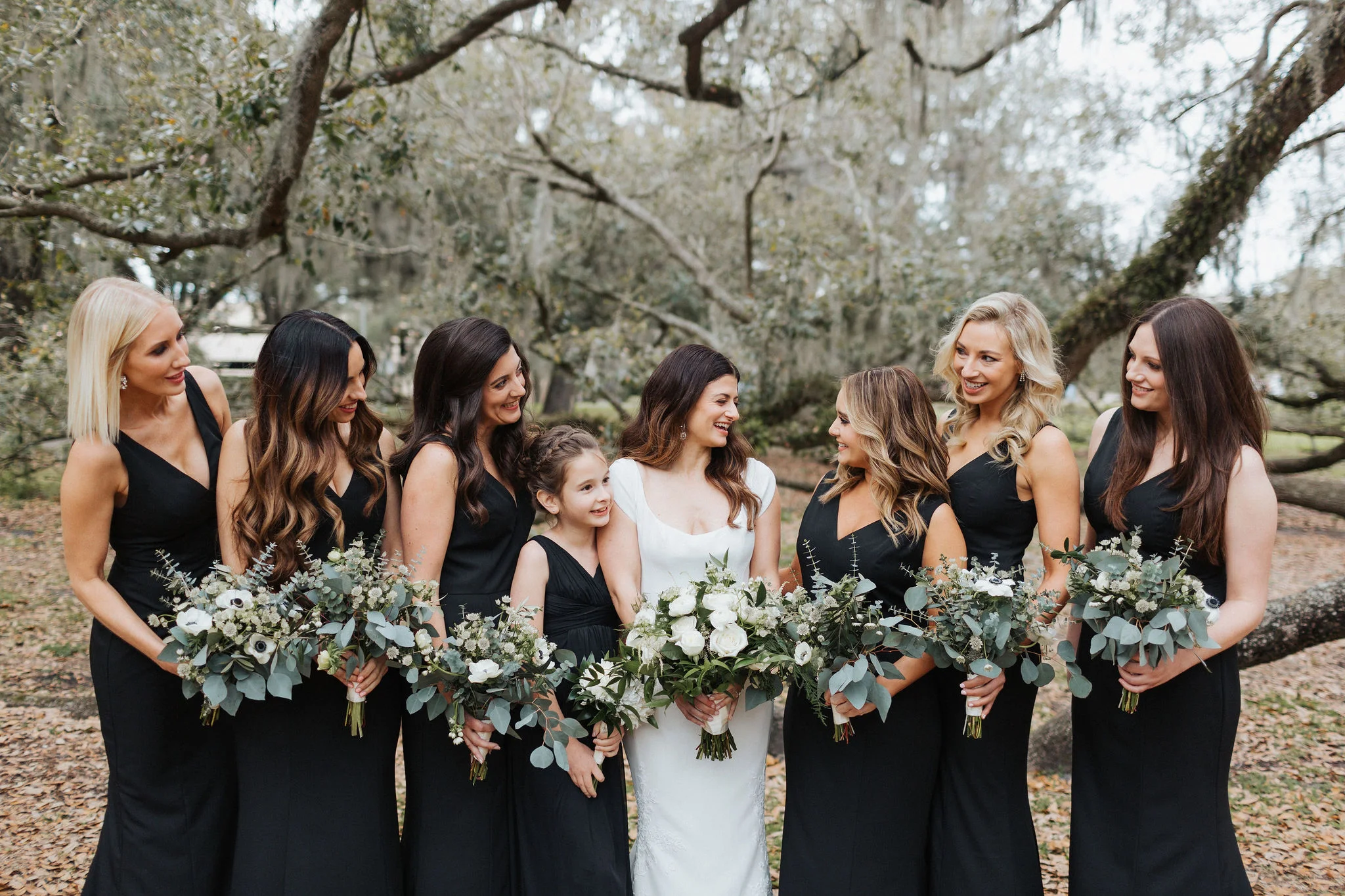 black bridesmaids dresses luxury downtown orlando wedding
