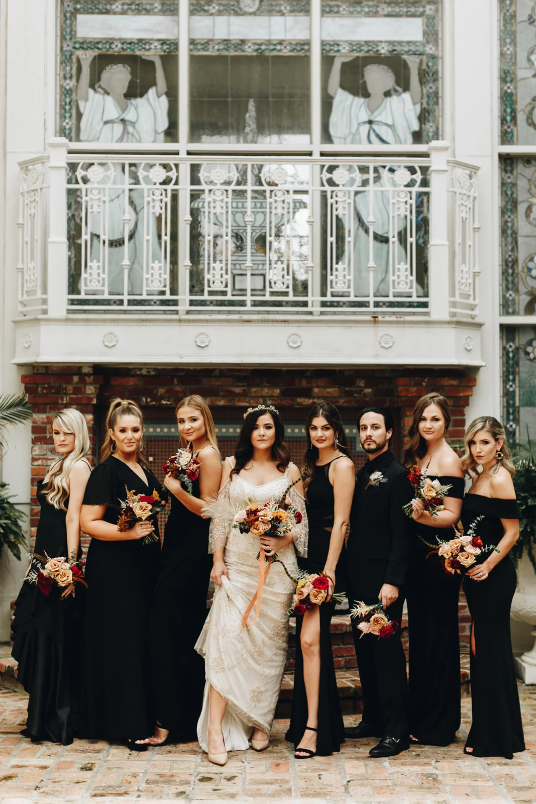 black bridesmaids dresses at downtown orlando wedding