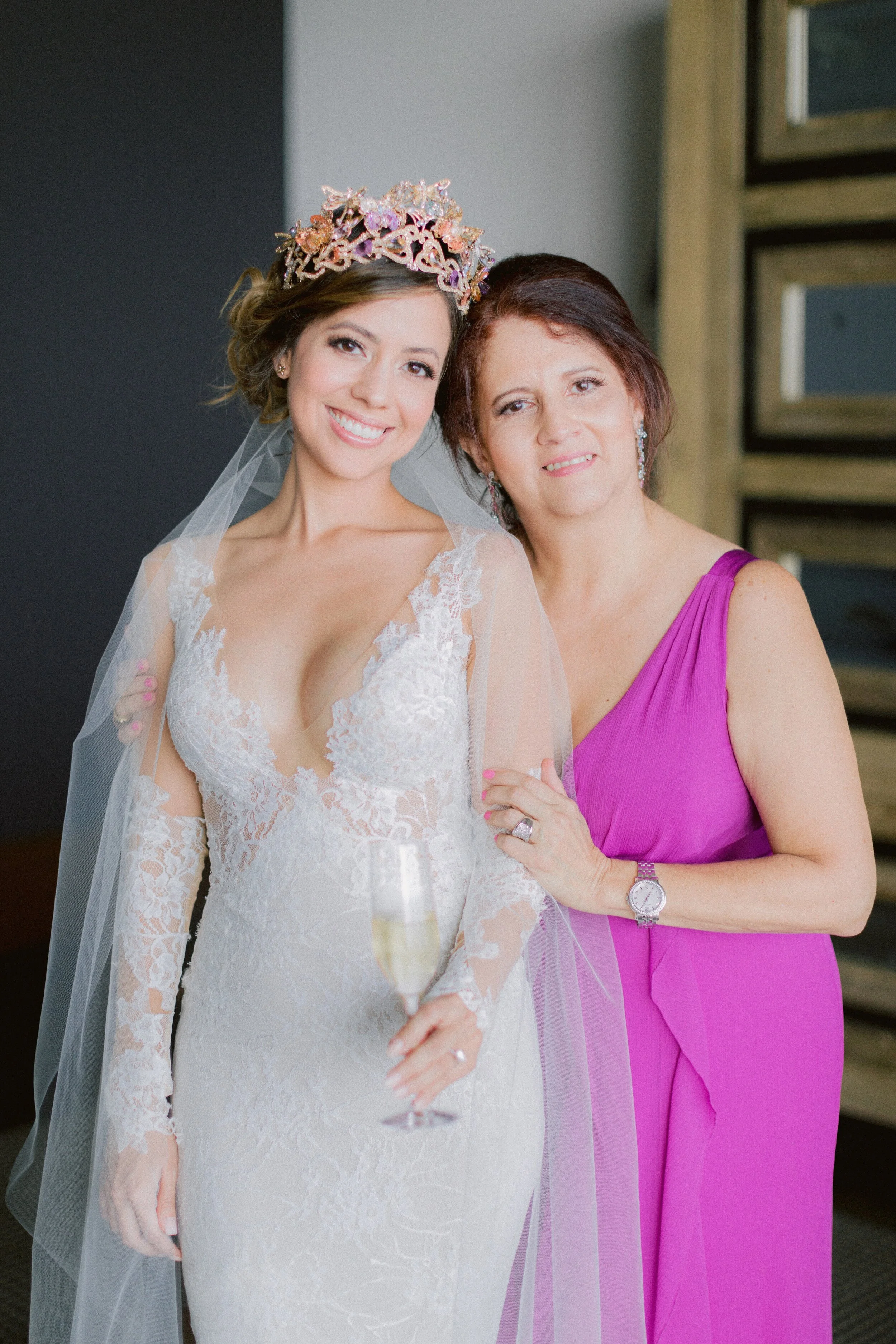 destination wedding in Mexicio bride wearing an Ines Di Santo wedding gown
