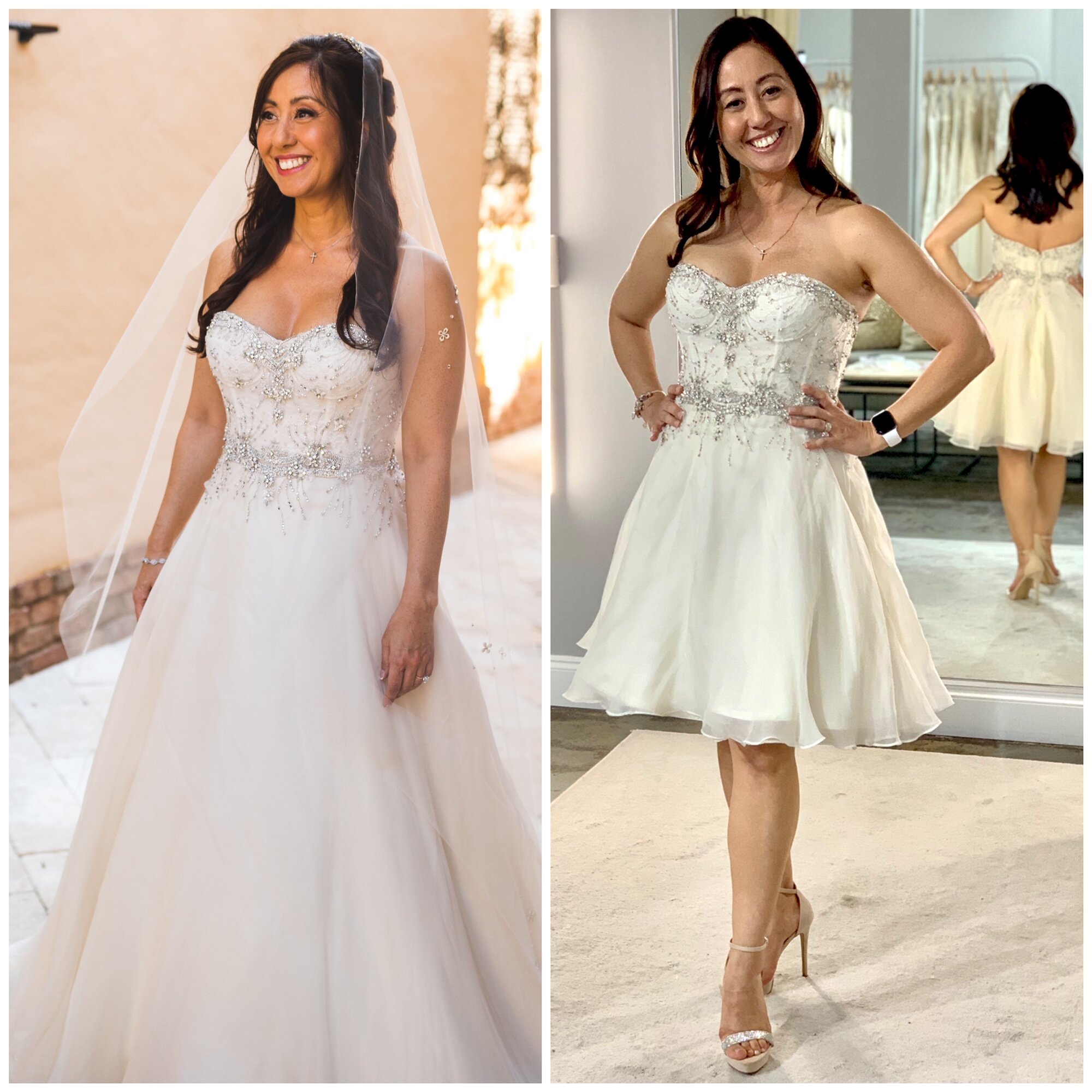 short wedding dress altered short anne barge ball gown