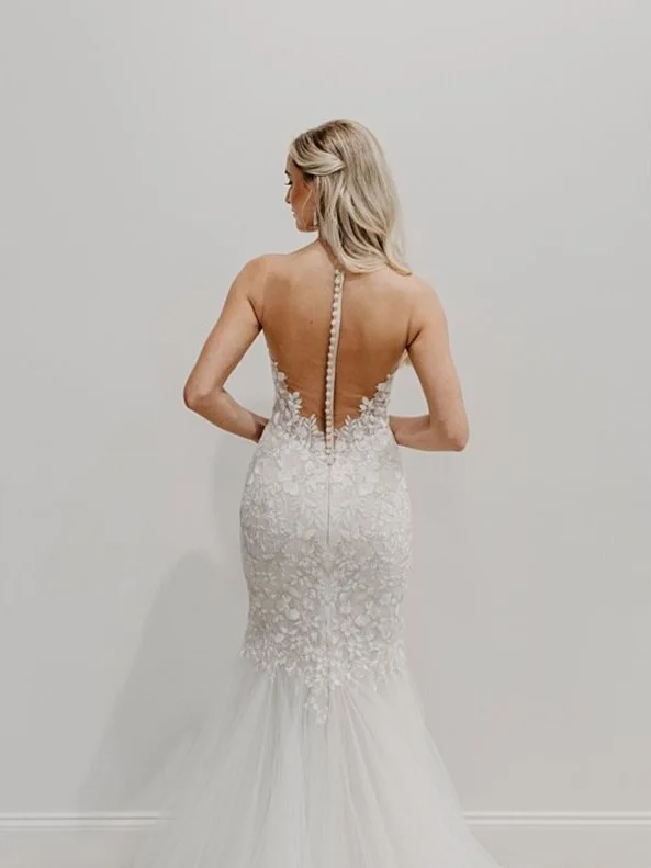 Enya Ines Di Santo Lace Long Sleeved Wedding Dress | The Bridal Finery