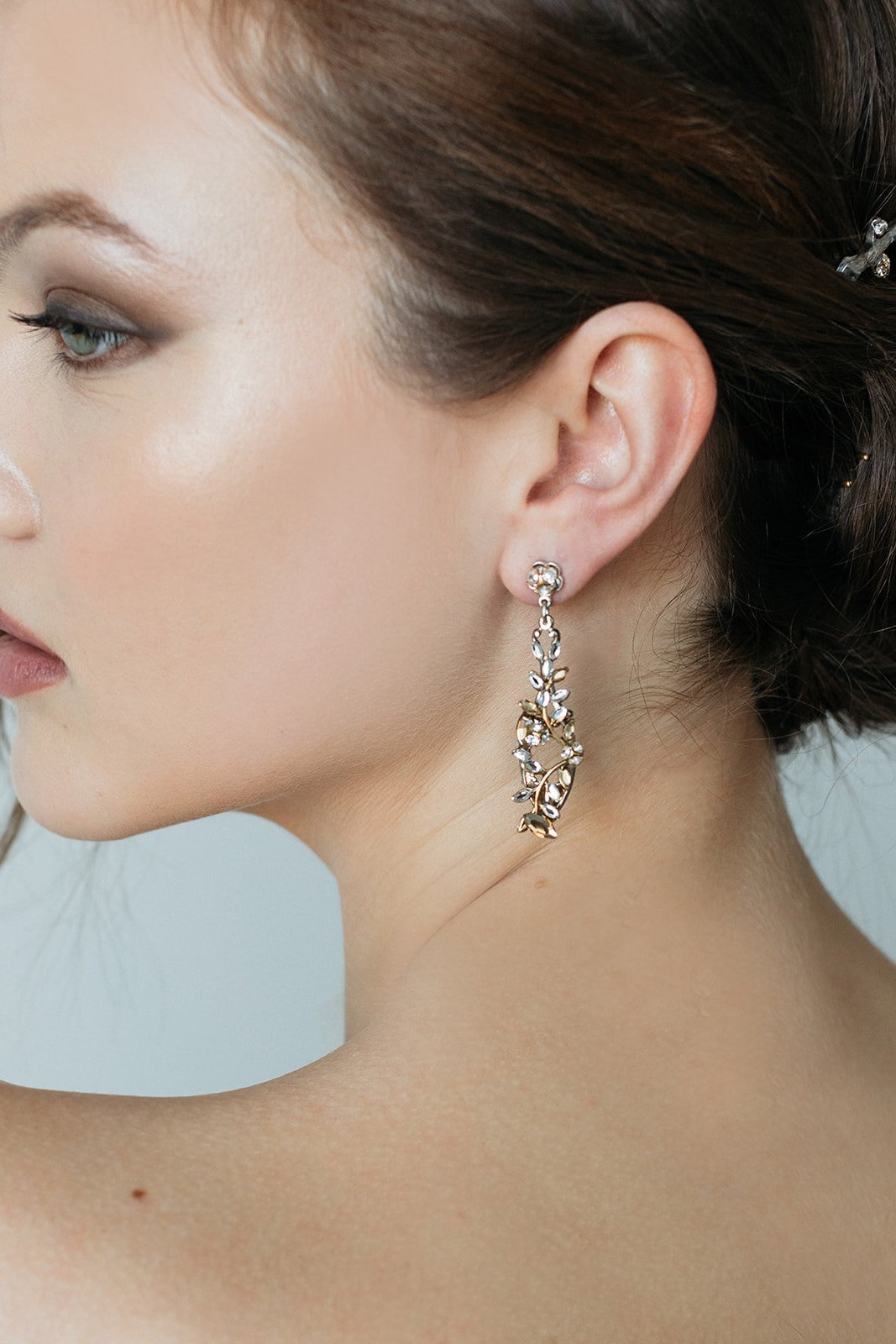 Long teardrop bridal earrings, dangle and drop earrings