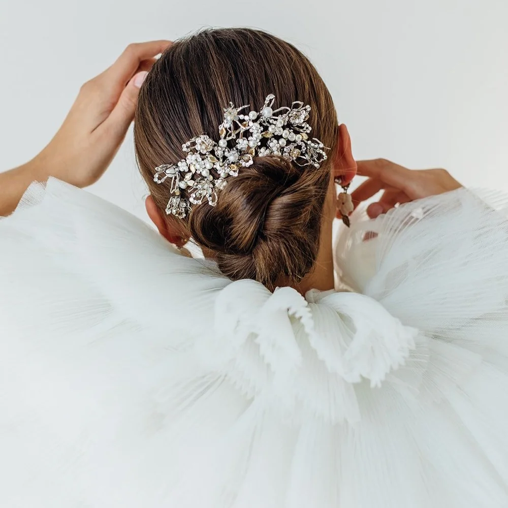 New Maria elena headpiece crystal champagne comb Bridal Adornments: Luxury Headpieces and Accessories by  main image 4