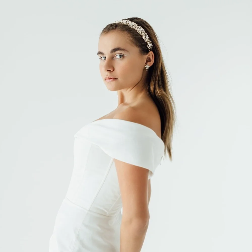 Elena Collection- OOAK Bridal Headband, Handmade from Upclycled Luxury Textiles HEADBANDS – mariaelenaheadpieces main image 4