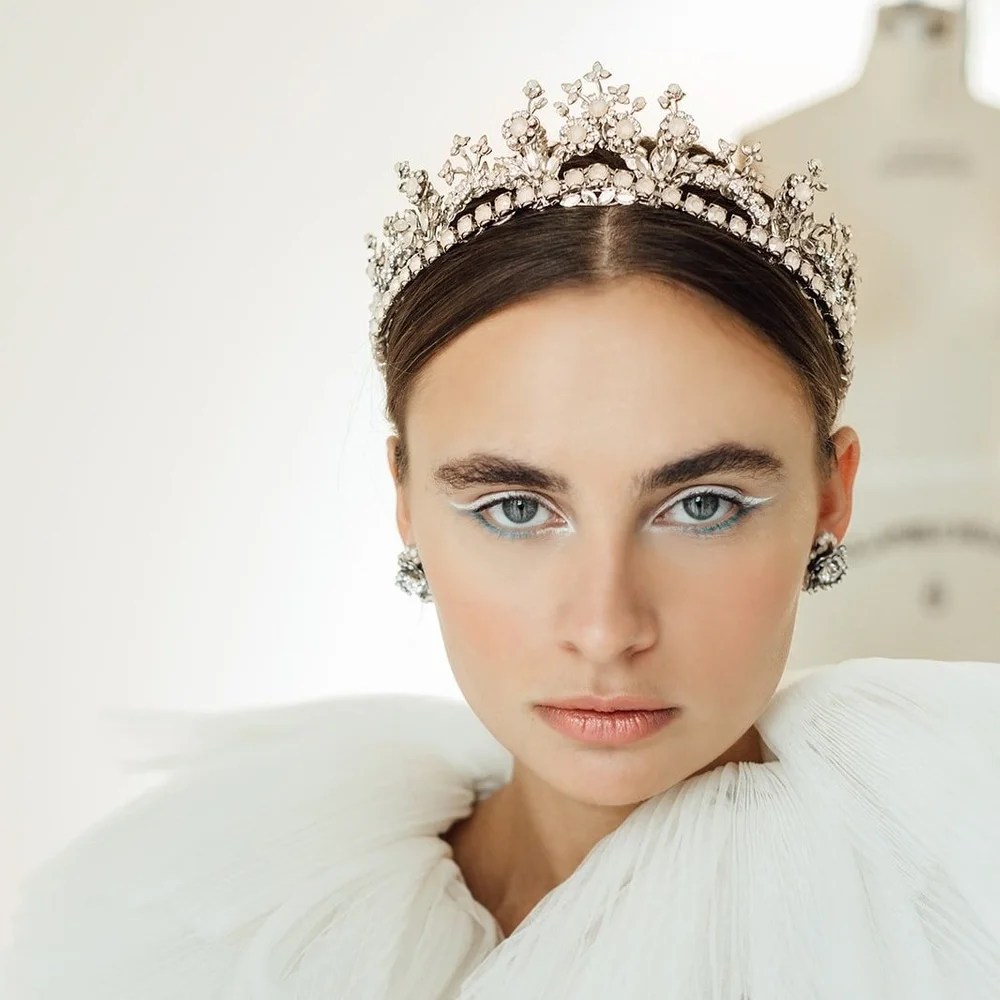 Maria Elena Headpiece - Silver ELEGANT HEADBAND – mariaelenaheadpieces main image 3