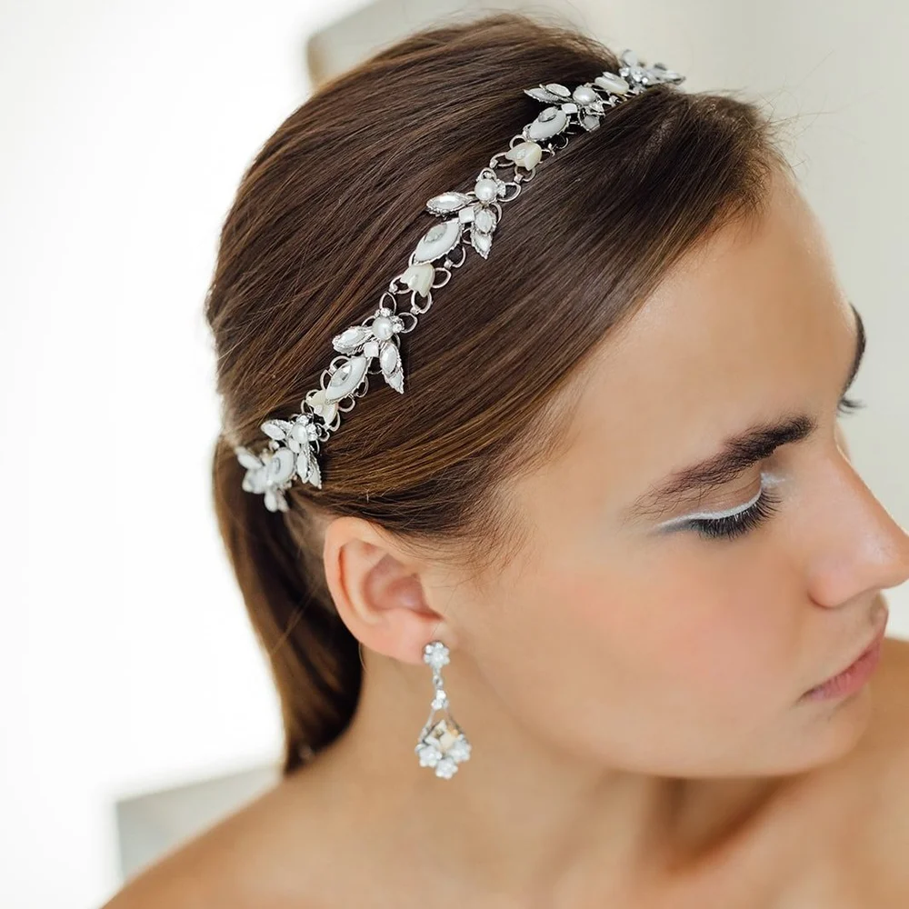 MariaElena Headpiece  Halo style SU 9016 Tia Bridal Halo by Maria Elena Headpieces | The Bridal Finery main image 2