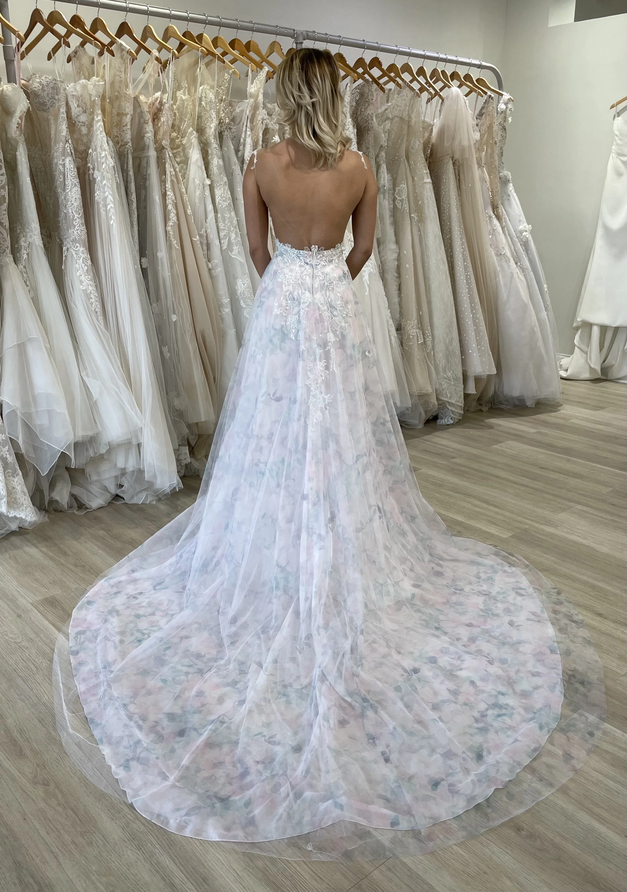 rouched wedding dress, plunging neckline, a-line dress, ines di santo dress