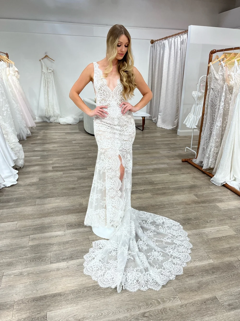 Regina by Monique Lhuillier Available for Off The Rack | The Bridal Finery Regina by Monique Lhuillier Available for Off The Rack | The Bridal Finery