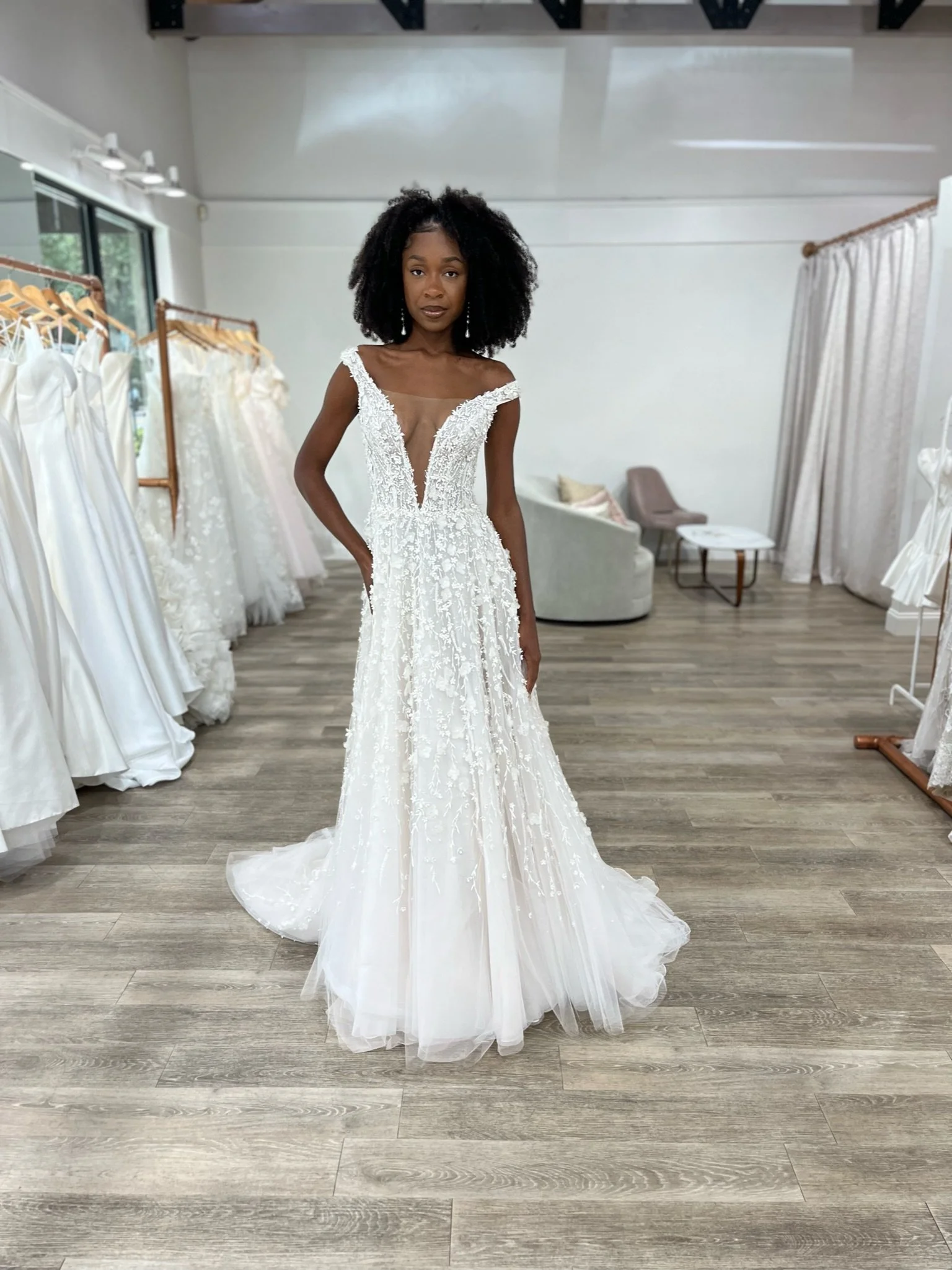 Plunging Neckline Wedding Dress