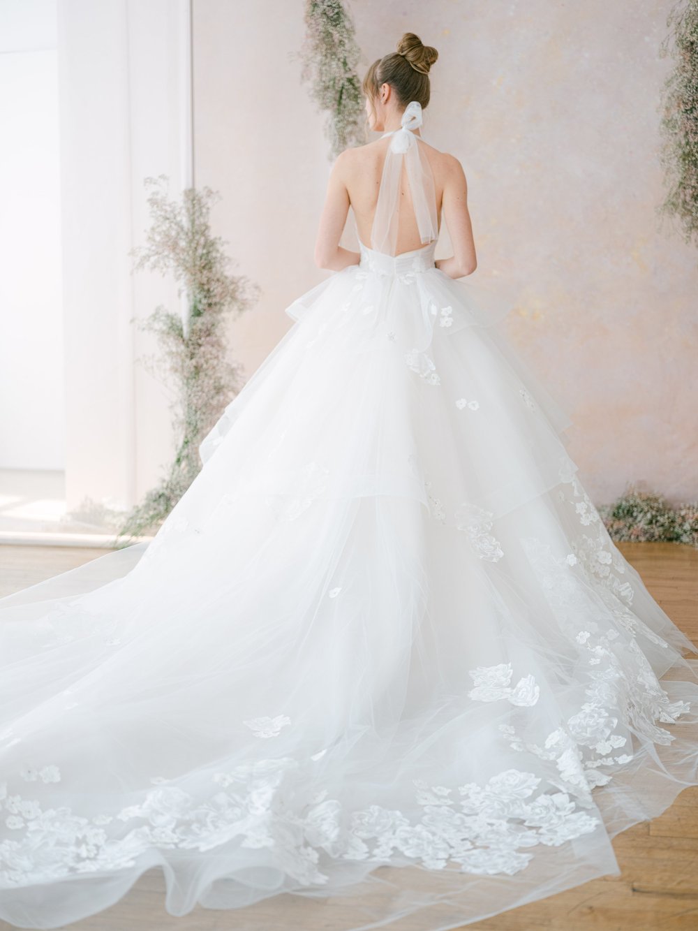 chinese dress ladies Long White Halter Wedding Gown with Sheer Corset Waist Off White / 8