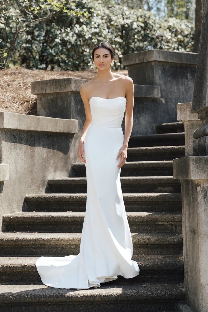 druid anne barge, anne barge wedding dress, clean anne barge wedding dress, strapless anne barge wedding dress, draped bodice