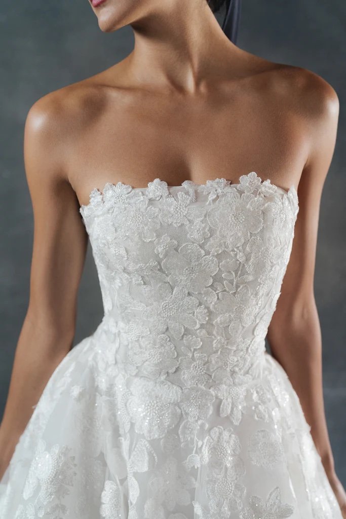 sequined floral, sequined floral applique, sequined floral applique wedding dress, sequined floral embroidery