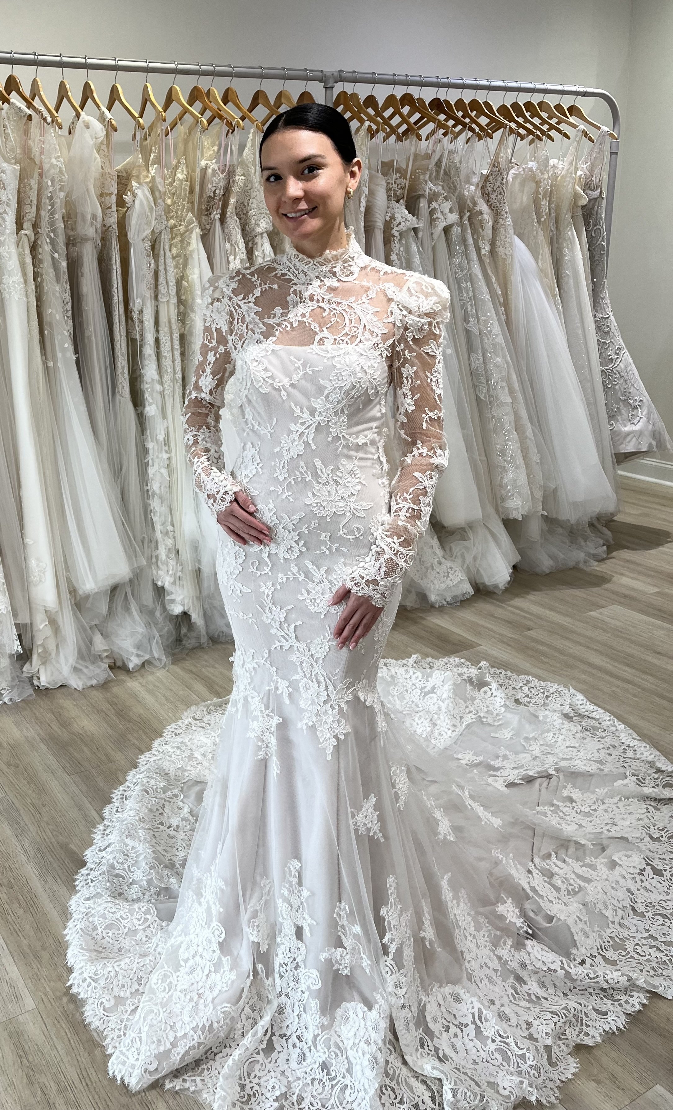 Modest Euro Design High Neck Bridal Gown -
