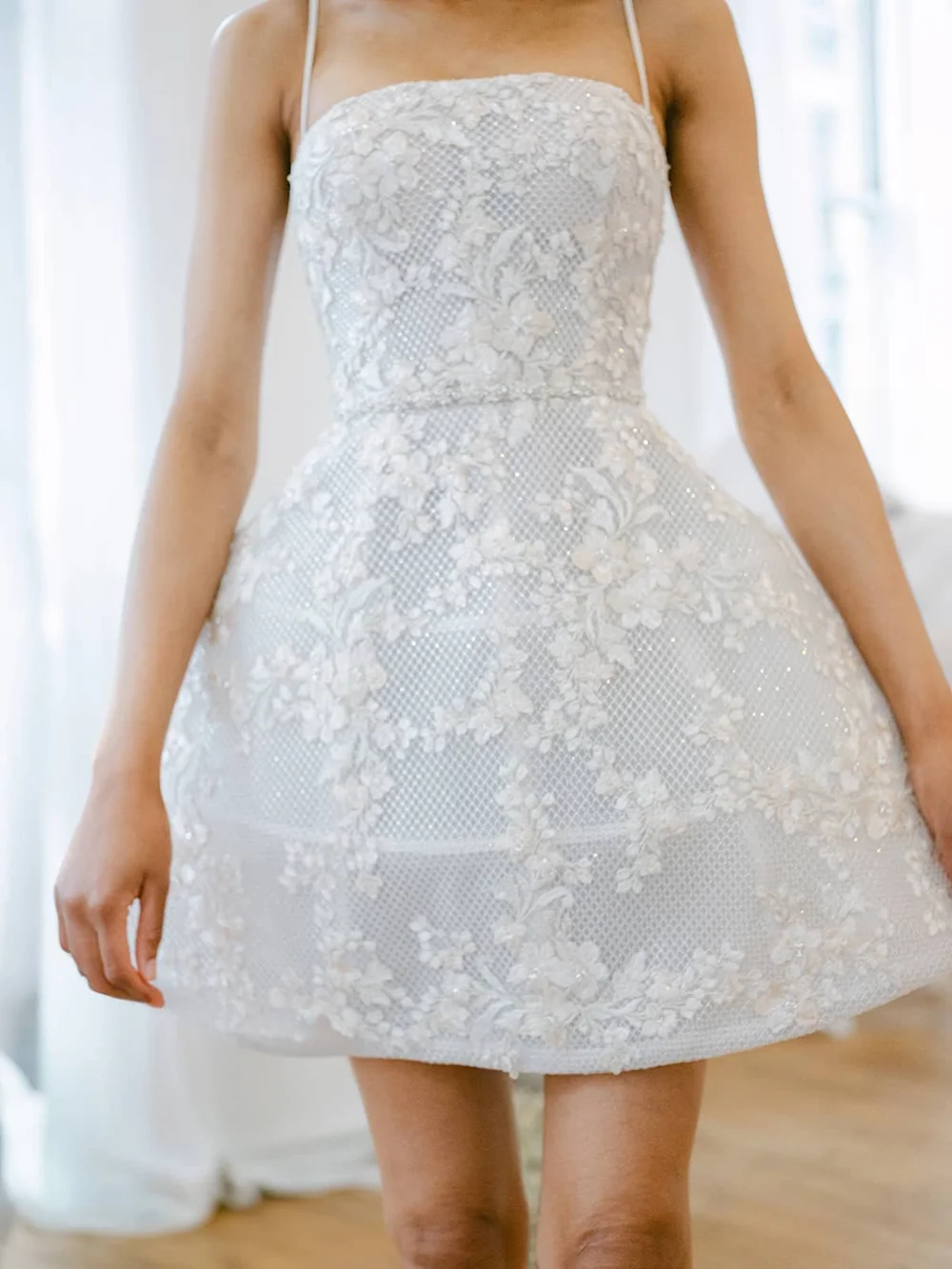 mini sky blue dress for women Embellished Appliqué Corset Mini Dress in Sky Blue
