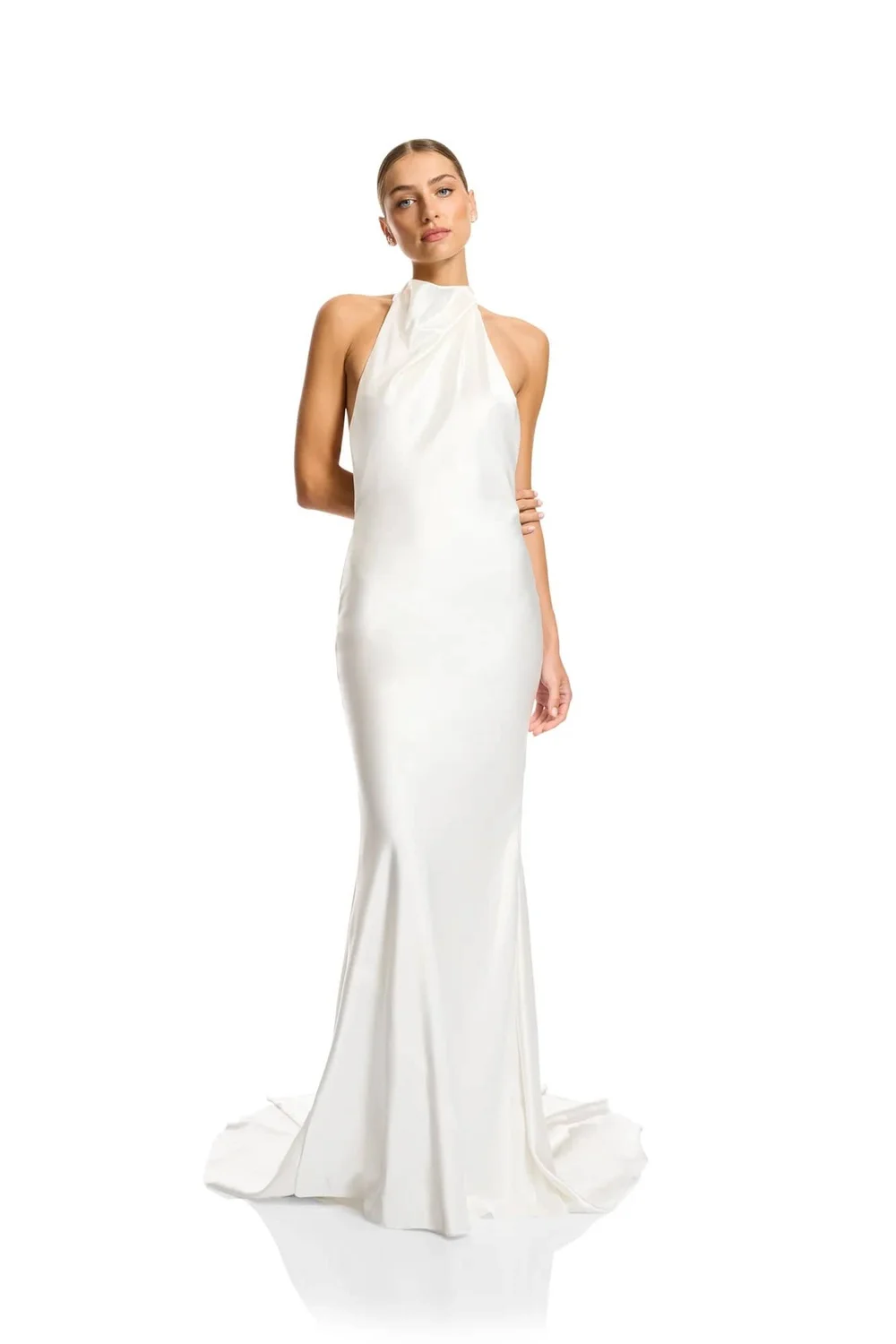 dress for wedding guest uk Blush Pink Bow Neck Midi Wedding Guest Dress – Rosies Closet