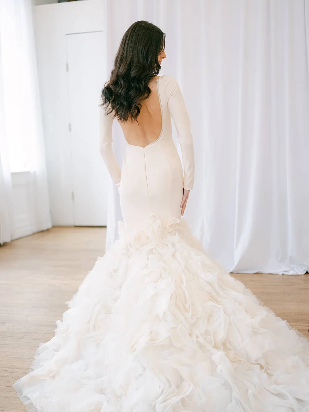 backless wedding dresses uk Trumpet/Mermaid Strapless Silk Satin Wedding Dresses Floor-Length Swee main image 1