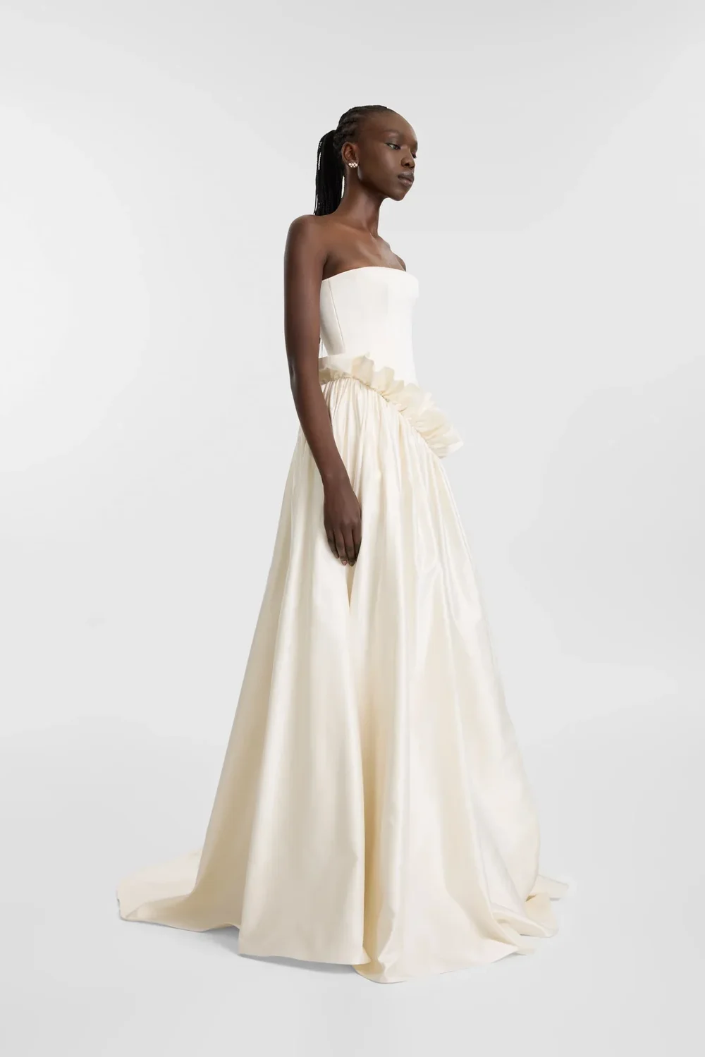 lotus silk wedding dress Boat wedding dress Lotus with slit