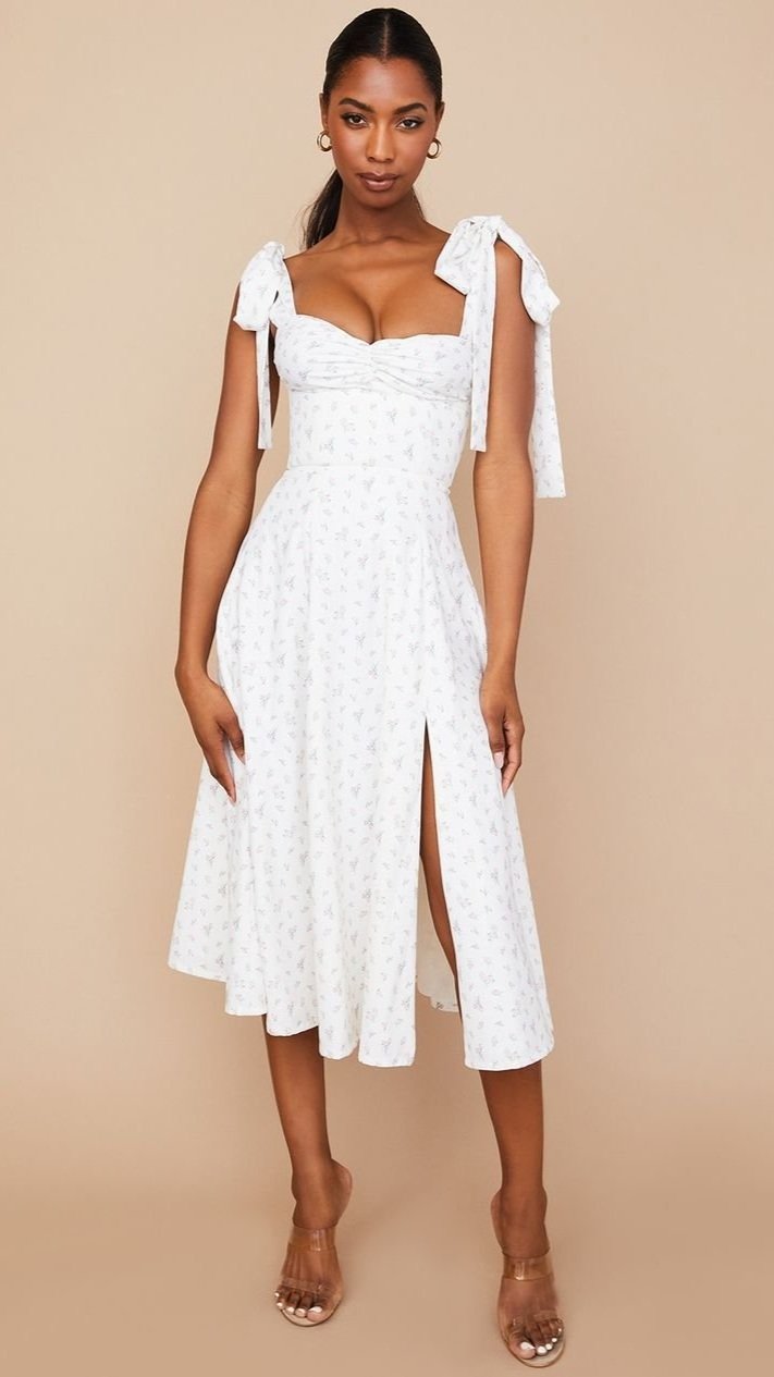 white engagement party dress