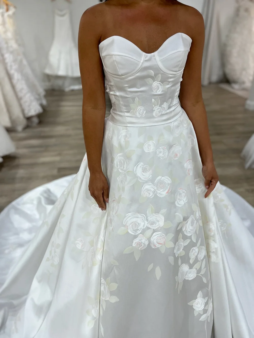 strapless embroidered wedding dress Jacquard Tie Front Fit And Flare Midi Dress In Black Navy, Black/Navy / Regular / 12 main image 1
