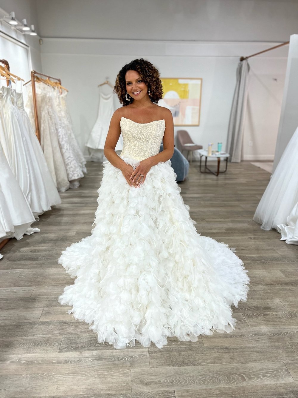 sequin wedding dress ivory Women's Sequin Godet Maxi Wedding Dress, Ivory