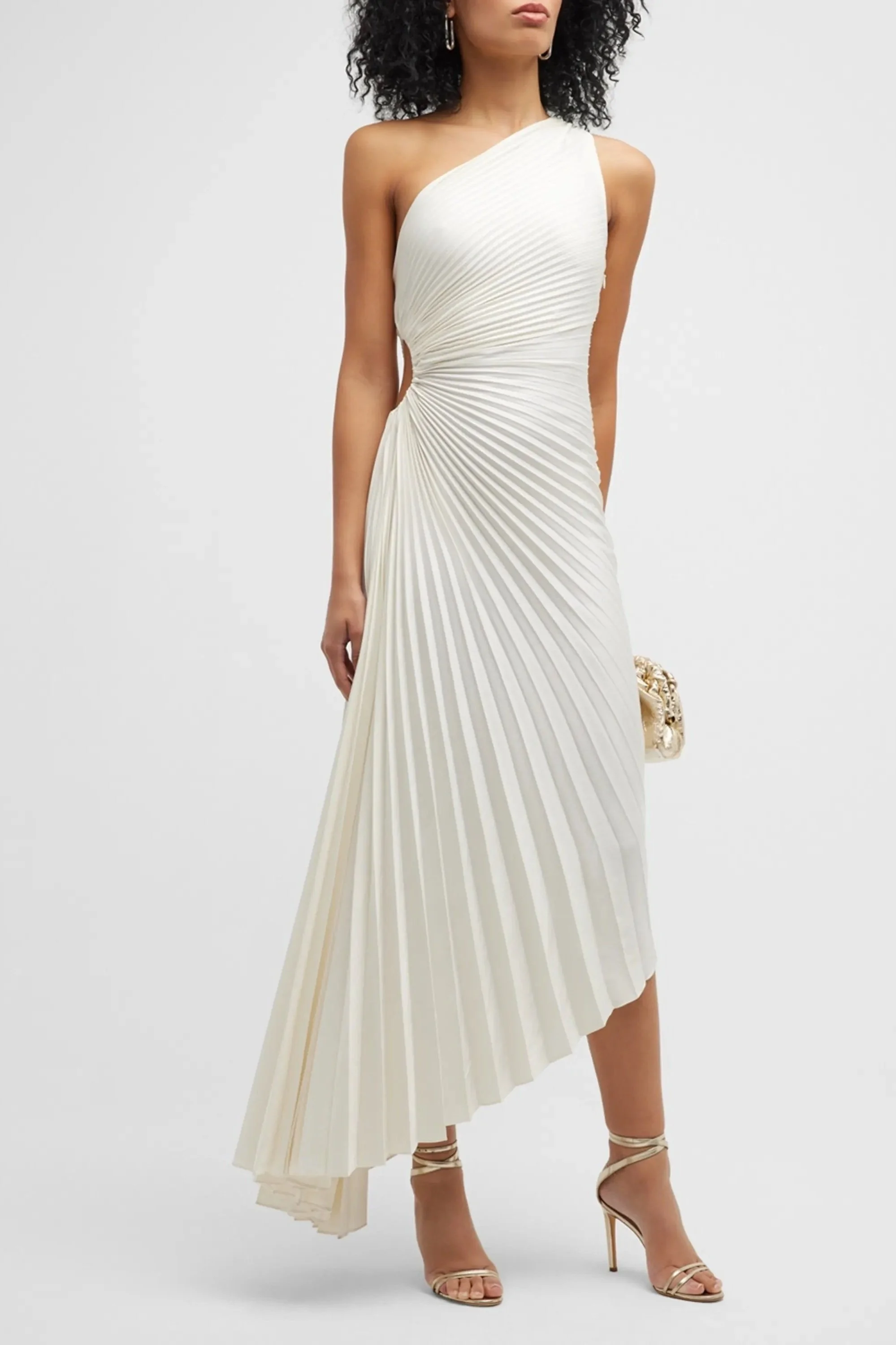 chinese dress ladies Satin White One Shoulder Slit Gown by Ladivine 7448W – ABC Fashion
