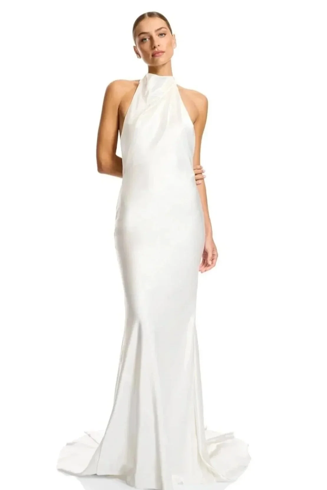 cameron chosen by kyha, chosen by kyha wedding dress, satin wedding dress, high neck wedding dress, satin high neck wedding dress (Copy)