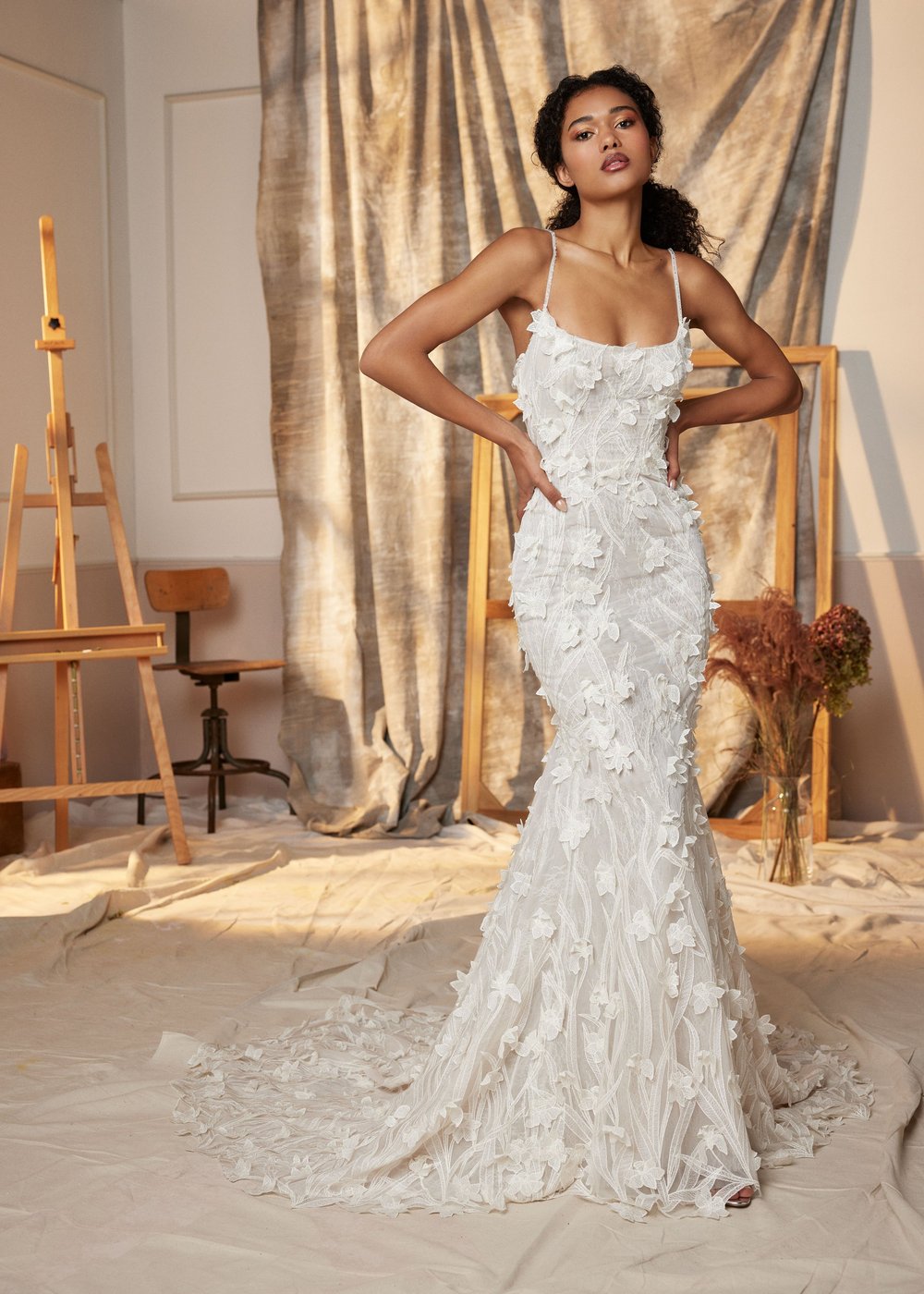 slim fit dress slacks Ladivine CD860W - Floral Applique Embellished Strapless Bridal Dress 10 / Off White