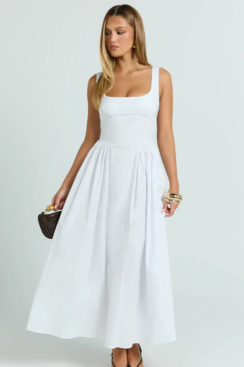 Ruched Bust Fit and Flare Midi Dress