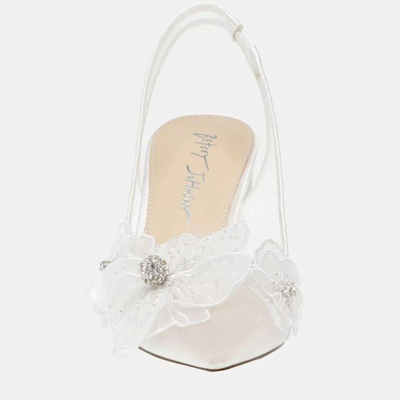 Betsey Johnson Floral Embellished Slingback Block Heel