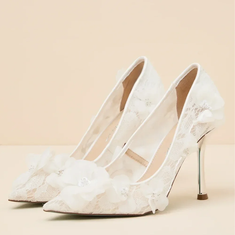Betsey Johnson Bridal Heel with Floral Applique detail
