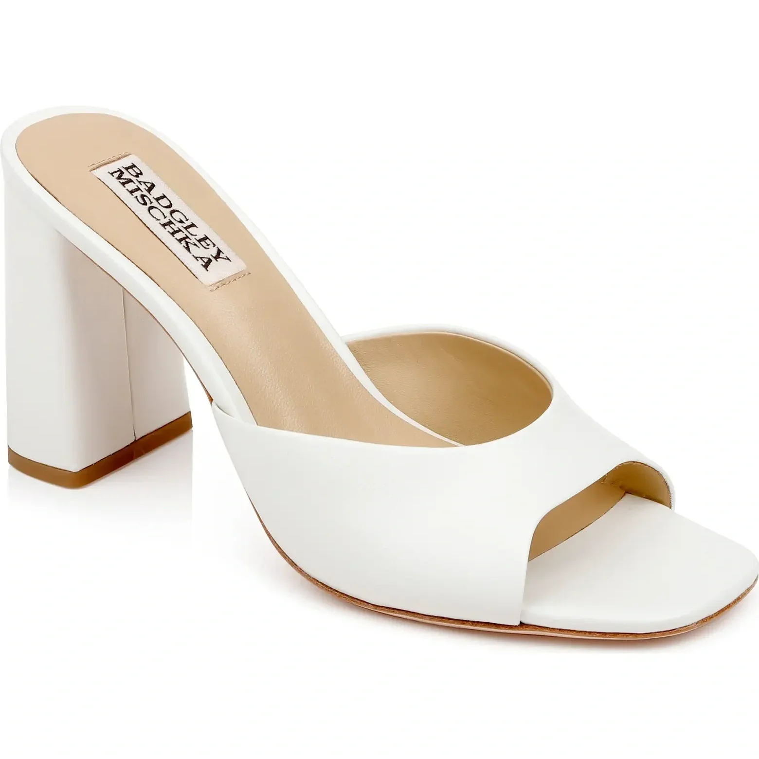 Badgley Mischka White Block Heel With Open Toe