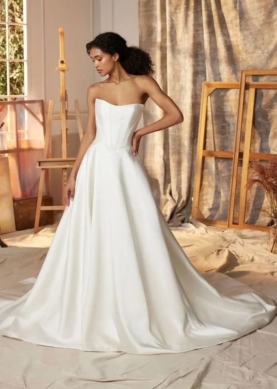 white christmas dresses Strapless Wedding Dress JE988 by Nox Anabel 8 / White main image 1