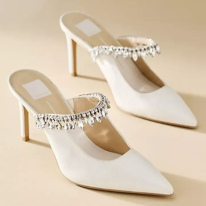 Dolce Vita Crystal Strap Satin Heels