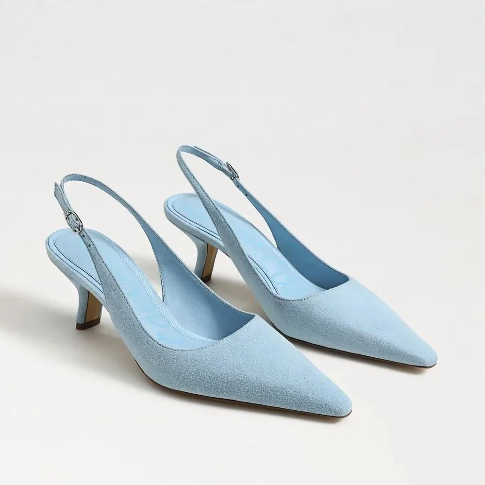 Blue suede slingback pumps closed toe Sam Edelman