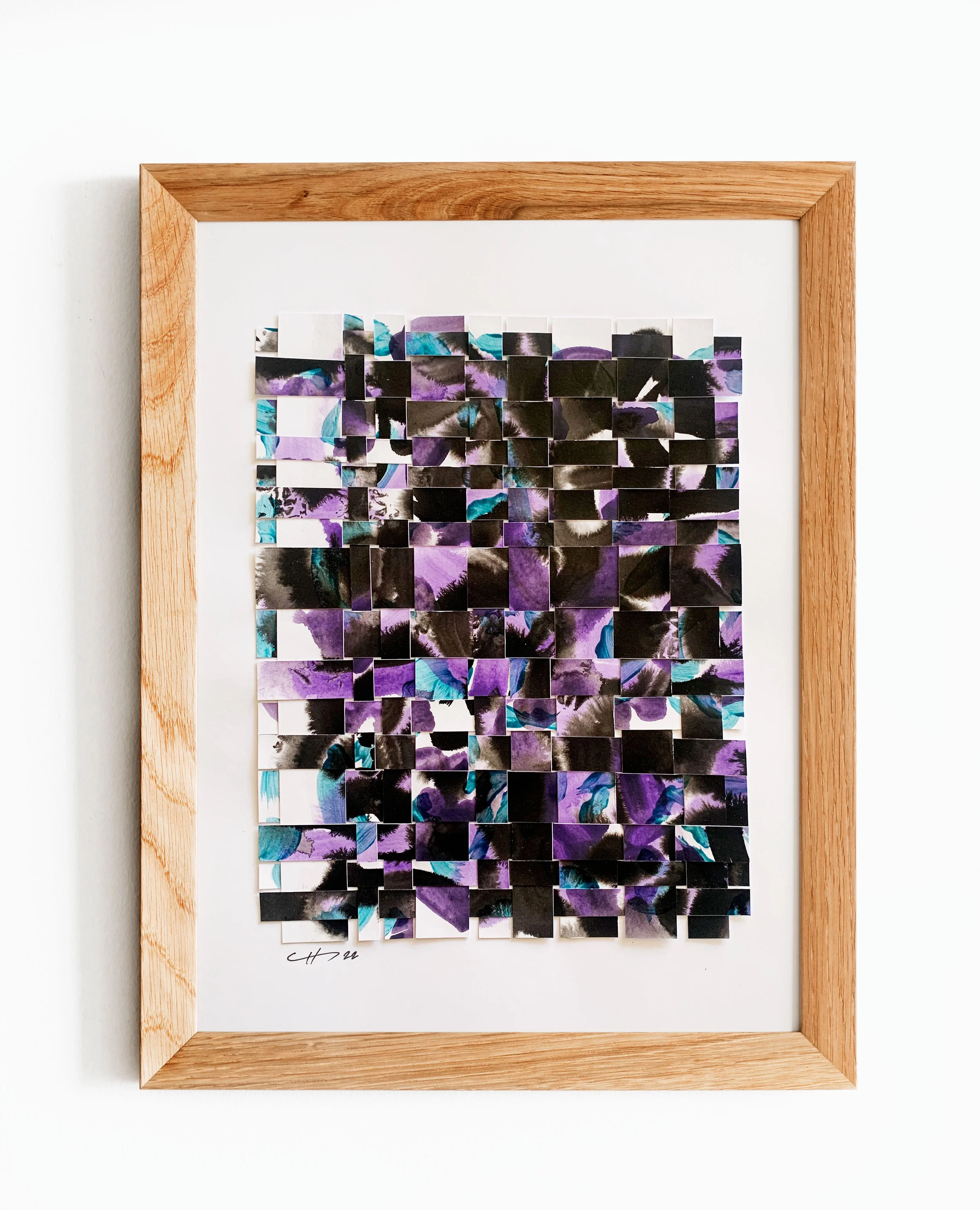 Dark Frequency black violet and turquoise visual assemblage by Jonathan Goffredo