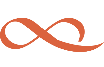 An orange infinity symbol on a black background.