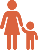 Icon of a woman holding a child's hand