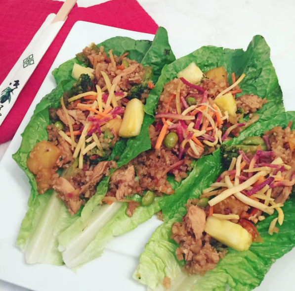 ASIAN LETTUCE WRAPS with CAULIFLOWER RICE