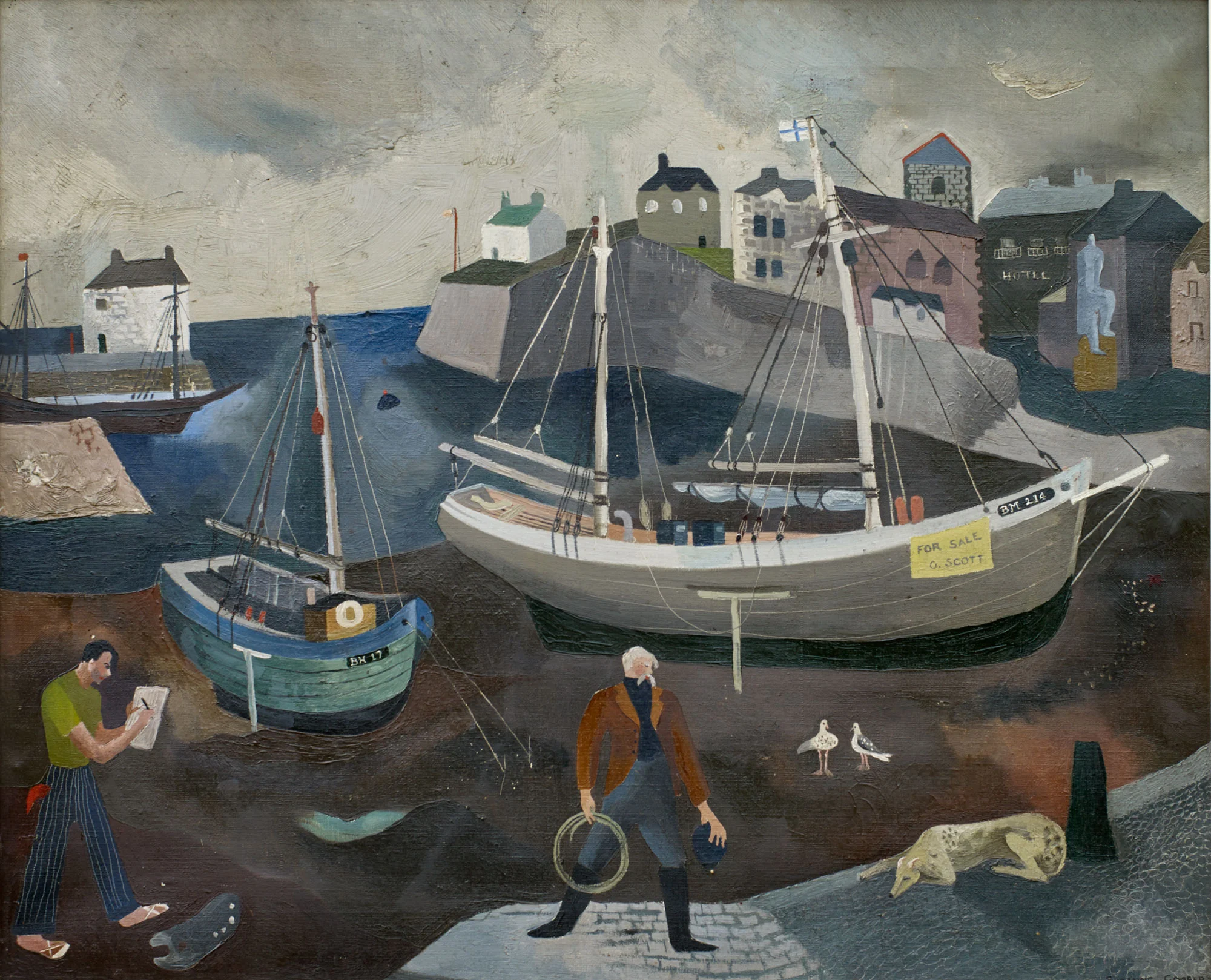 Brixham Harbour Brixham is another Devon port that Cooper visited when holidaying with her grandparents. It is telling that the painter in the lower left of the picture is male, a reminder of how hard it was for women of Cooper’s generation to identify themselves as artists.