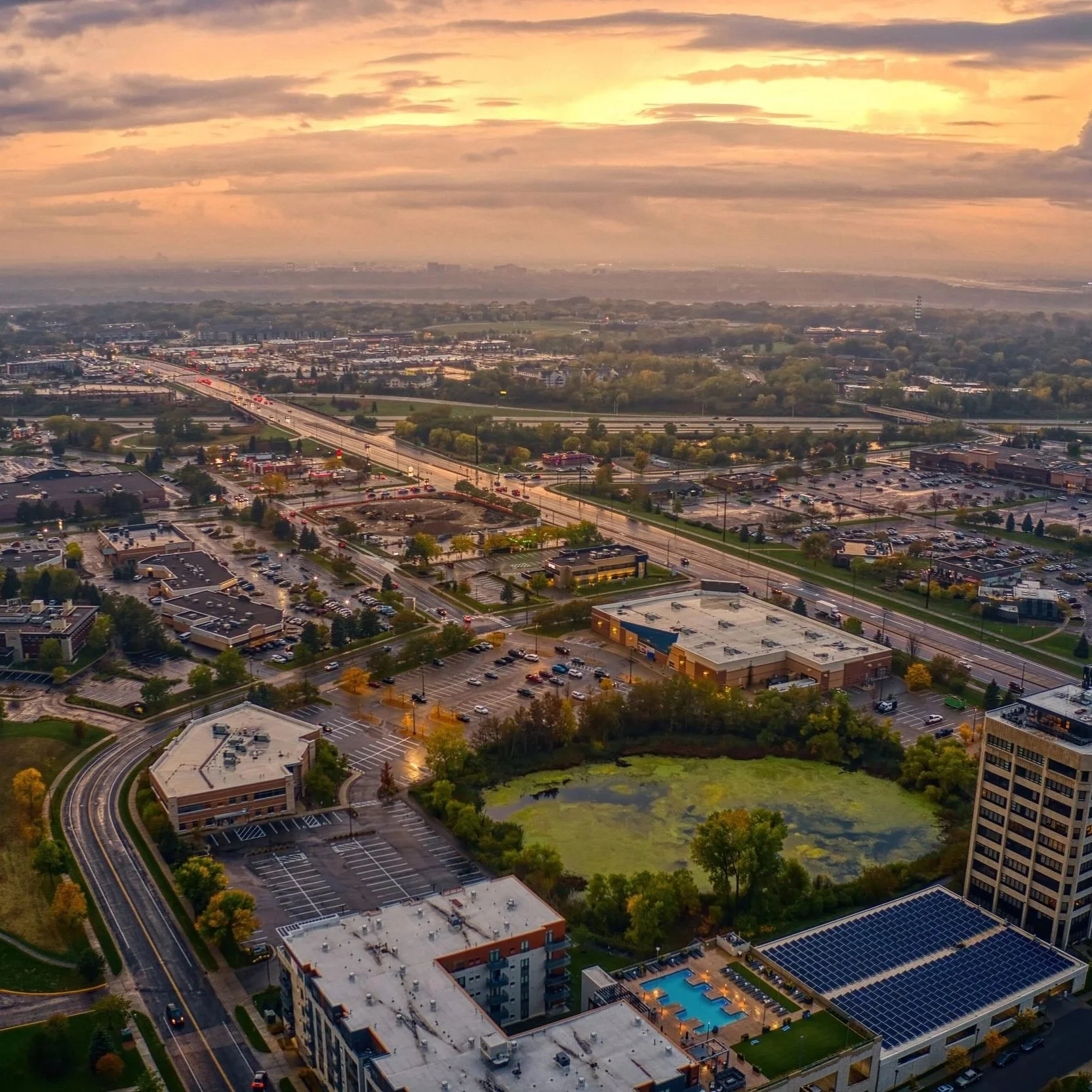 Aerial view of Eagan, Minnesota.