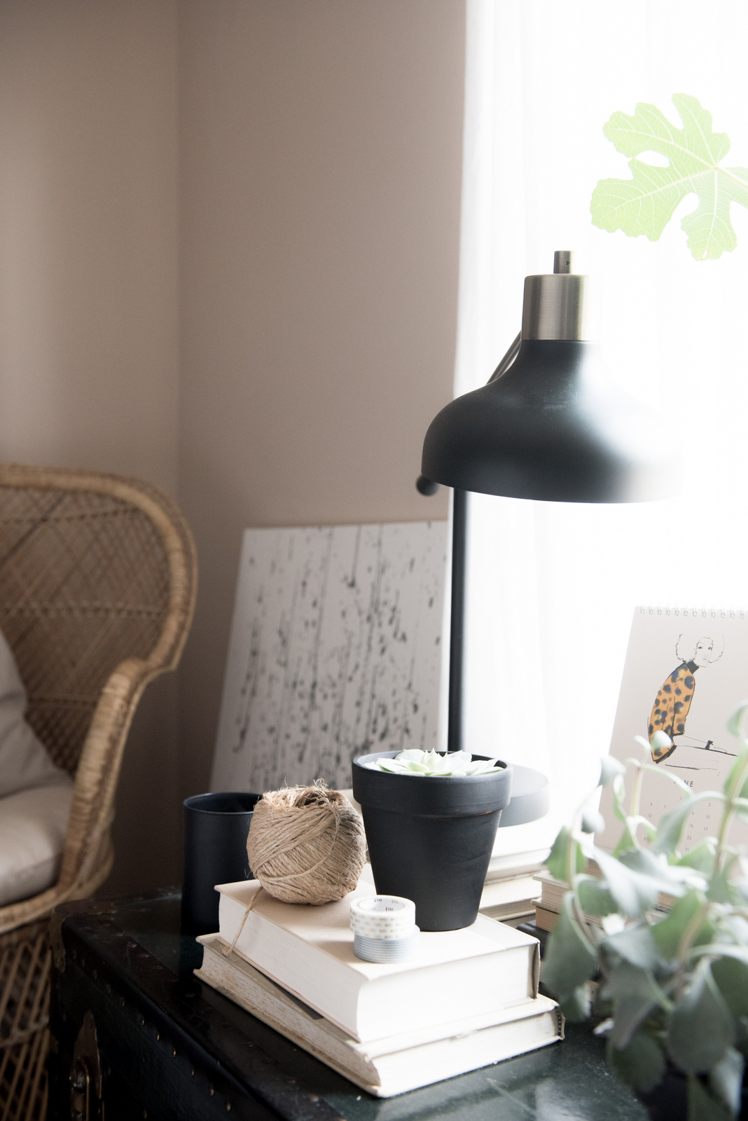 A great lamp from Target and a vintage chair from the basement keep the budget on track. - 