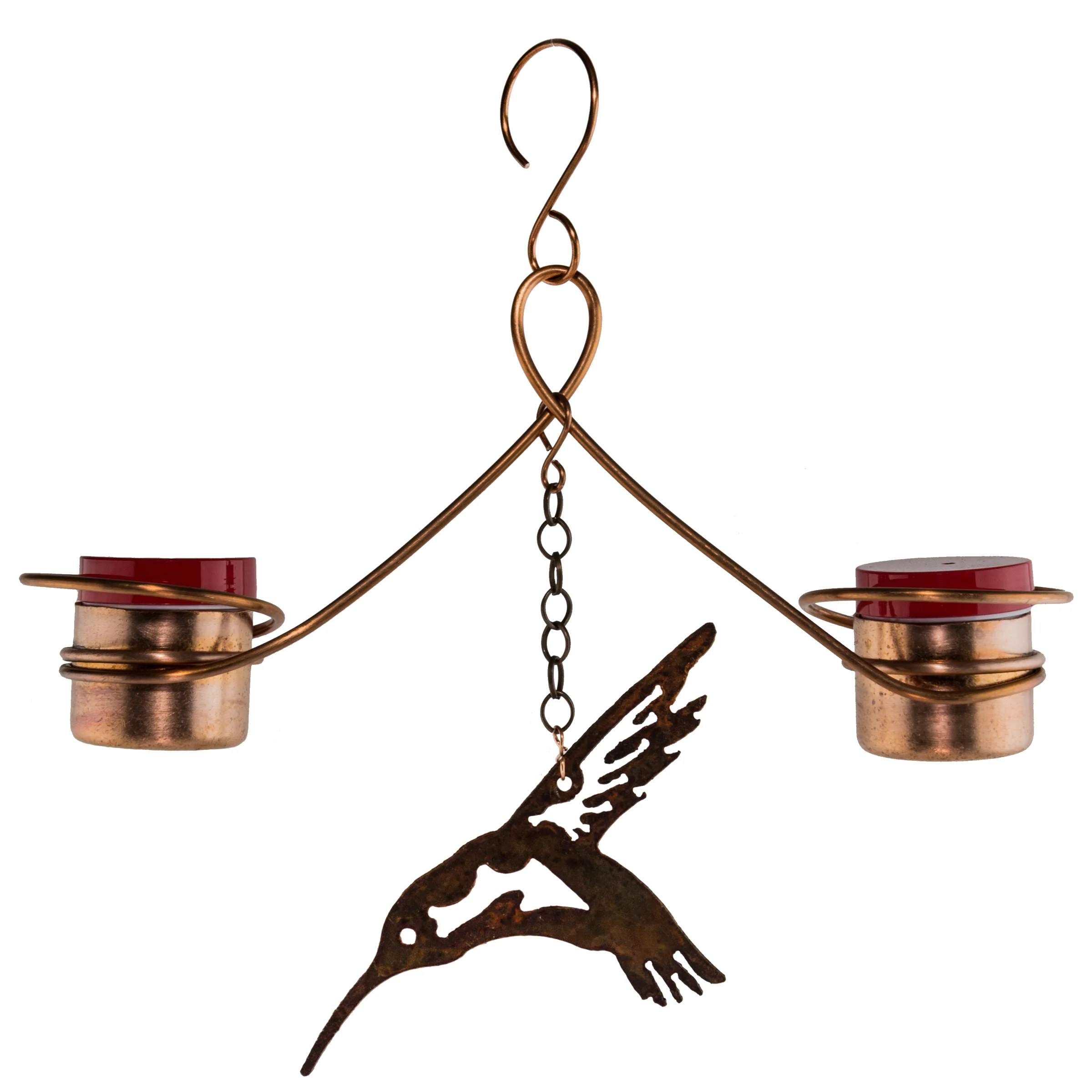 Two Station Hummingbird Feeder Copper Hummingbird By Nancy Biggins