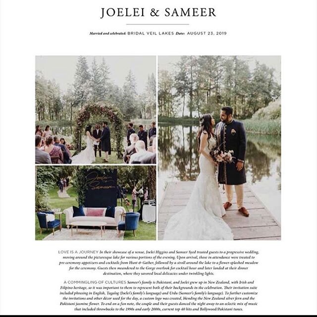 I have another magazine feature this week, and this time in @oregonbridemag! Joelei and Sameer&rsquo;s wedding at Bridal Veil Lakes was one of the most beautiful and fun (good lord that dance party) that I&rsquo;ve had the privilege to shoot. Also, t