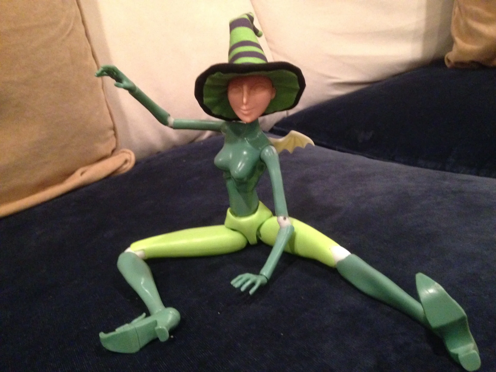 We got many scrap cast, plastic prototypes to check for articulation and joint tightness. Here, her hip and leg joints were too loose and while she was flexible, she could not hold a pose from the waist down and fell like a marionette with cut strings. It took several adjustments to get it right.