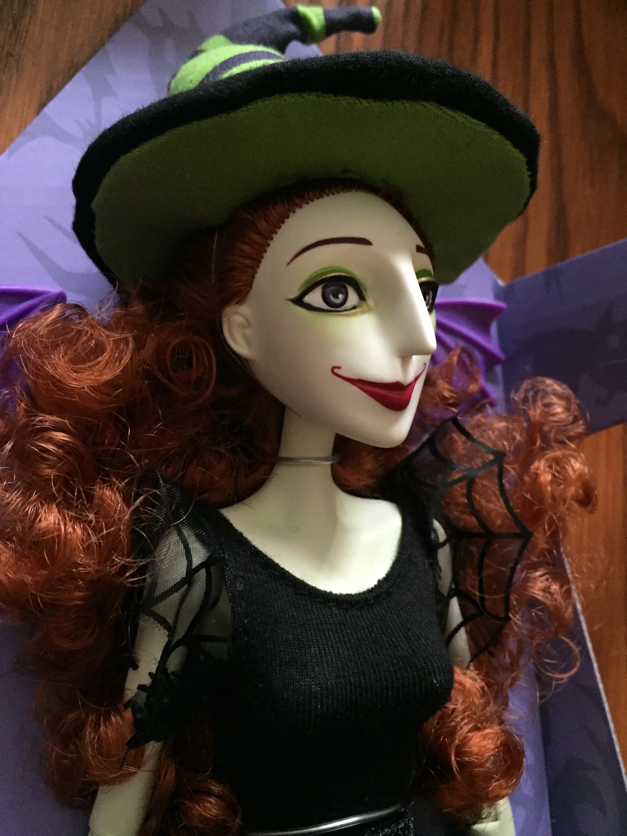 Close up of the Doll with some of the wire attachments visible. These keep her secure in transit!